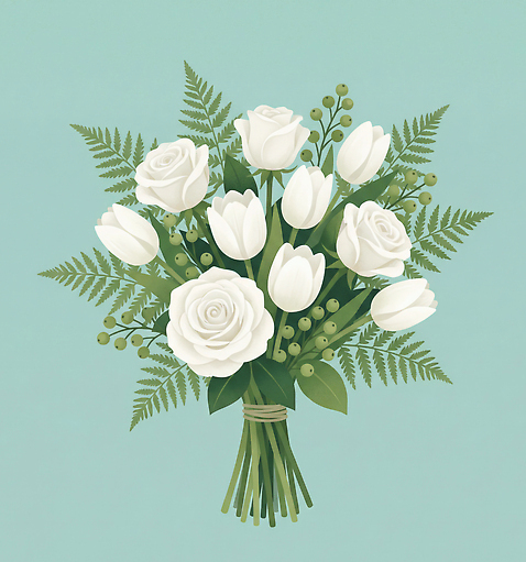 JPG 식물 디자인 꽃 꽃다발 백그라운드 일러스트 자연 결혼식 선물 이벤트 장식 초록색 정원 튤립 조화 뷰티풀 생화 플로리스트 국내일러스트 AI일러스트 AI콘텐츠 직업 컬러 결혼 생태계 파일형식
