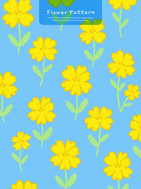 PSD 디자인 꽃 예술 컬러 백그라운드 패턴 일러스트 재료 자연 그래픽 장식 파란색 인테리어 노란색 스타일링 창의성 국내일러스트 식물 무늬 생태계 파일형식