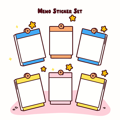 디자인 컬러 스티커 일러스트 문구용품 장식 학습 세트 필기구 공책 도구 메모지 배열 클립 정리 편리함 붙이기 창의력 사용방법 국내일러스트 AI파일 교육 컨셉 모션 사무용품 오브젝트 방법 파일형식 벡터