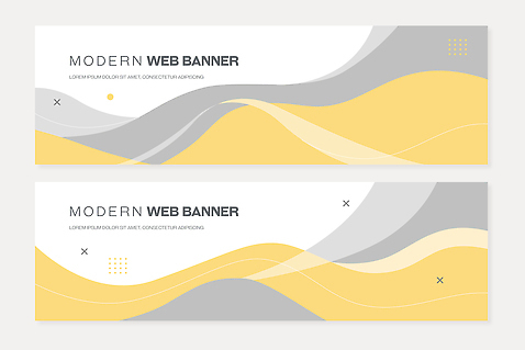 템플릿 디자인 배너템플릿 가로배너 물결 백그라운드 패턴 곡선 추상 그래픽 세트 홈페이지 노란색 회색 모던 웨이브 웹배너 AI파일 배너 선 컬러 웹템플릿 무늬 가로 파일형식 벡터