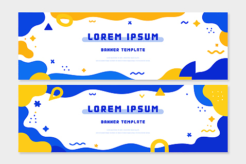 템플릿 디자인 배너 배너템플릿 가로배너 컬러 패턴 추상 그래픽 파란색 세트 노란색 디지털 공간 나란히 AI파일 무늬 가로 파일형식 벡터