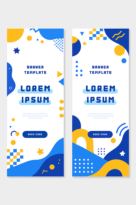 도형 템플릿 디자인 배너 배너템플릿 세로배너 패턴 비즈니스 텍스트 추상 그래픽 파란색 세트 노란색 디지털 웹 알림 창작 AI파일 컬러 무늬 인터넷 세로 파일형식 벡터