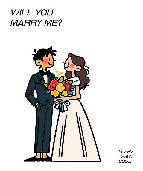 옷 꽃 감정 결혼 관계 말하기 사람 이벤트 약속 파일형식 벡터 제안 남자 여자 정장 드레스 꽃다발 사랑 순간 기쁨 대화 약혼 행복 희망 동료 준비 일러스트 국내일러스트 AI파일
