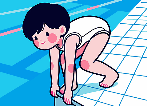 자연요소 옷 계절 감정 관계 모션 놀이 건강 사람 수상스포츠 파일형식 벡터 수영 어린이 수영장 점프 여름 물 즐거움 준비 수영복 놀기 스포츠 물놀이 친구 운동 일러스트 국내일러스트 AI파일