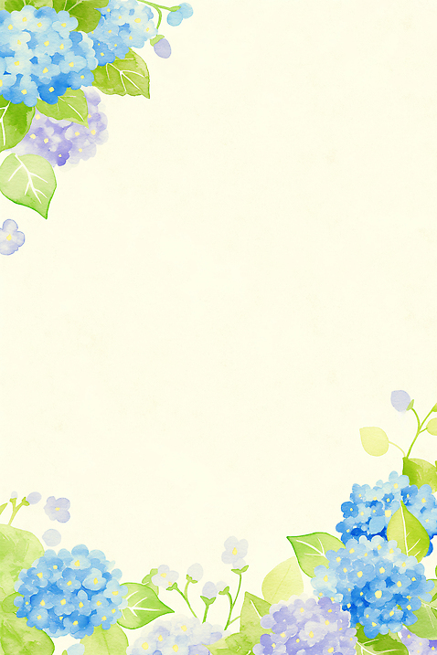 JPG 식물 디자인 꽃 컬러 백그라운드 잎 일러스트 자연 생명 수채화 프레임 그래픽 장식 파란색 인테리어 보라색 배열 그림 수국 조화 뷰티풀 카피스페이스 국내일러스트 AI일러스트 AI콘텐츠 공백 생태계 파일형식