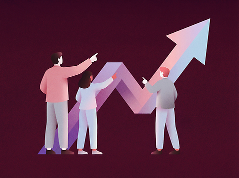 JPG 일러스트 비즈니스 그래프 협력 관리 여러명 자료 성장 발표 선택 목표 결과 분석 상승 전략 의사소통 국내일러스트 AI일러스트 AI콘텐츠 다수 컨셉 사람 파일형식