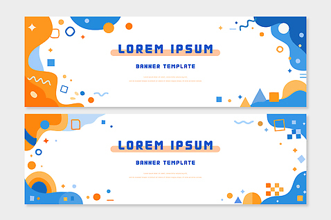도형 템플릿 디자인 배너 배너템플릿 가로배너 컬러 비즈니스 그래픽 파란색 주황색 웹 배열 기하학 비율 흥미 배너세트 AI파일 컨셉 무늬 인터넷 가로 세트 파일형식 벡터