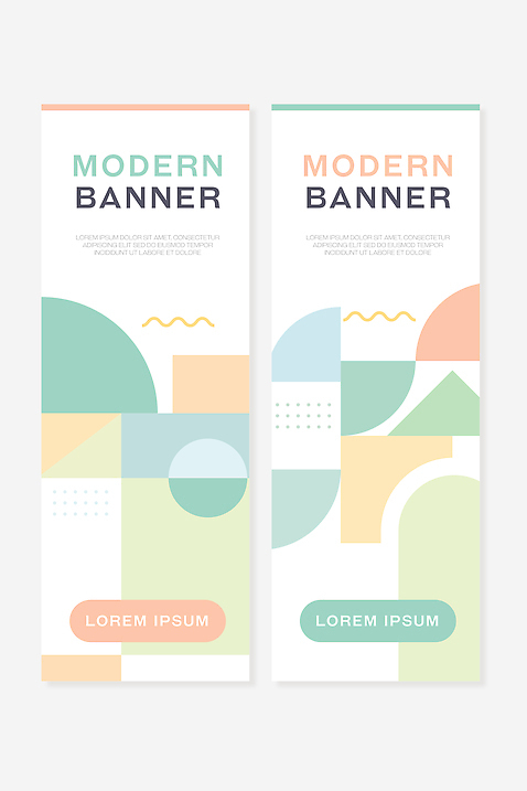 도형 템플릿 디자인 배너 배너템플릿 세로배너 컬러 패턴 그래픽 세트 전시 모던 기하학 구성 밝은색 예시 스타일 AI파일 무늬 세로 파일형식 벡터