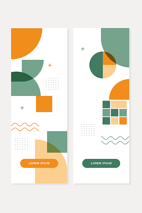 모양 도형 템플릿 디자인 배너 배너템플릿 세로배너 예술 컬러 패턴 형상 그래픽 초록색 세트 주황색 모던 기하학 조화 구성 창의성 AI파일 무늬 세로 파일형식 벡터