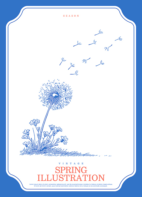 식물 계절 꽃 백그라운드 일러스트 자연 바람 풍경 초원 공중 봄 성장 원형 민들레 뿌리 국내일러스트 AI파일 자연요소 도형 날씨 생태계 파일형식 벡터