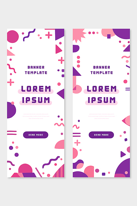 템플릿 배너 컬러 컨셉 모션 세로 파일형식 벡터 디자인 도형 정보 사용자 그래픽 모던 아이디어 만들기 알림 마케팅 홈페이지 소셜미디어 배너템플릿 AI파일 세로배너 분홍색 보라색 세트