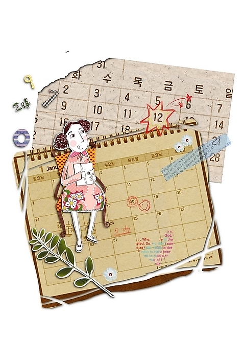 PSD 여자 기념일 의자 일러스트 청소년 표시 나뭇잎 사랑 한명 사람 10대 달력 콜라주 여자만 여자한명만 십대만 십대여자만 십대여자한명만 국내일러스트 1 감정 가구 잎 이벤트 파일형식
