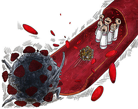 PSD 일러스트 사람 여러명 혈액 던지기 바이러스 볼링 질병 감기 사회이슈 혈관 전염 적혈구 몬스터 인플루엔자 성인만 코로나바이러스 델타변이바이러스 국내일러스트 다수 컨셉 의학 모션 구기 장기_의학 감염 혈구 파일형식