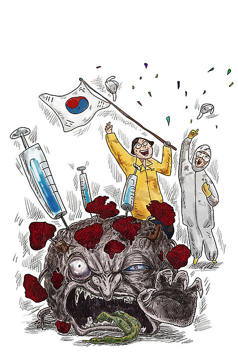 PSD 여자 남자 일러스트 주사기 마스크 사람 두명 치료 기쁨 만세 의료진 우승 바이러스 질병 태극기 감기 사회이슈 주사위 전염 몬스터 백신 완치 인플루엔자 퇴치 성인만 코로나바이러스 1339 델타변이바이러스 국내일러스트 직업 감정 컨셉 의학 의료기기 모션 최고 국기 감염 전화번호 파일형식