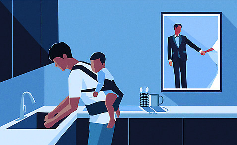 남자 아들 가사 일러스트 사람 성인 두명 파란색 아기 아빠 설거지 업기 이혼 얼굴없음 남자만 웨딩촬영 아기띠 AI_파일형식 국내일러스트 컬러 가족 모션 아기용품 기념사진 파일형식 벡터