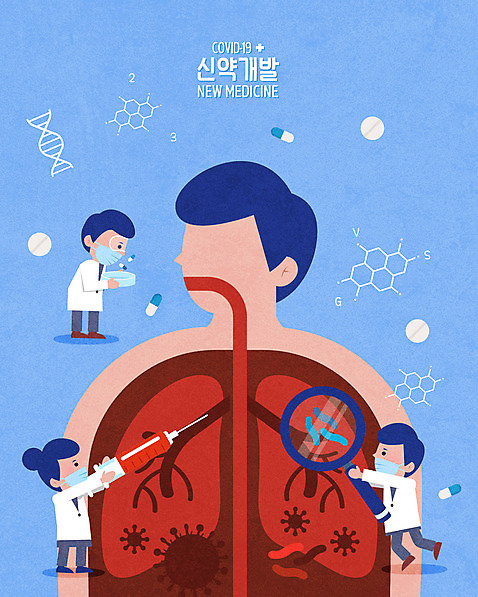 전신 여자 남자 하늘색 신체 일러스트 세포 실험 주사기 성인 세명 알약 약 DNA 연구원 염색체 개발 성인만 코로나바이러스 신약개발 델타변이바이러스 AI_파일형식 국내일러스트 직업 의학 의료기기 사람 파란색 바이러스 생명공학 파일형식 벡터 신약_의학
