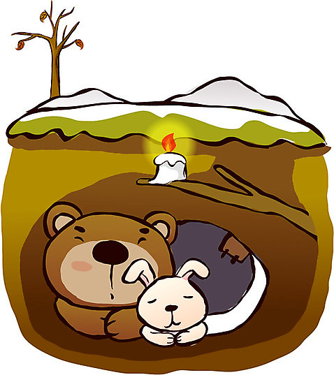 EPS 나무 식물 동물 척추동물 육지동물 계절 일러스트 초 촛불 곰 포유류 조명 산 사람없음 이불 굴 나뭇가지 토끼 잠 수면 동굴 절기 겨울잠 땅속 상강 가을_계절 국내일러스트 침구 어패류 물 반려동물 파일형식 벡터