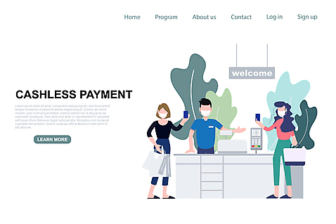 JPG 해외이미지 전신 여자 남자 일러스트 마스크 들기 상반신 성인 세명 스마트폰 쇼핑 쇼핑백 계산대 결제 계산원 성인만 스마트페이 코로나바이러스 포스트코로나 델타변이바이러스 위드코로나 해외포토 포토 직업 가방 모션 사람 핸드폰 스마트기기 바이러스 사회이슈 스마트 파일형식