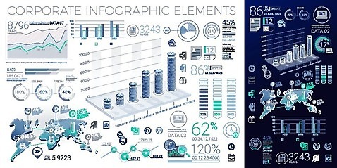 EPS 해외이미지 화살표 세계지도 일러스트 비즈니스 그래프 사람없음 파란색 노트북 인포그래픽 퍼센트 해외202004 해외일러스트 컬러 지도 전자제품 세계 특수기호 파일형식 벡터