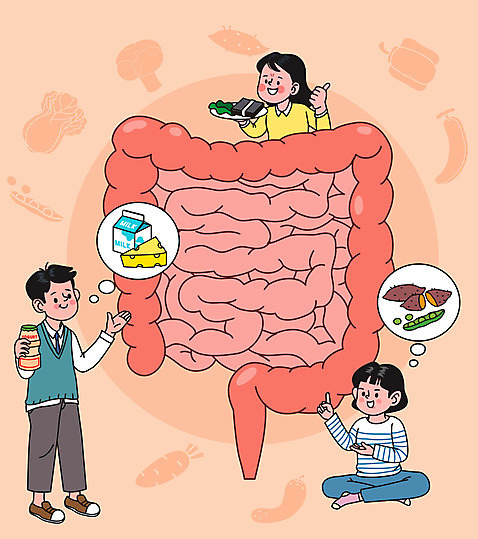 전신 여자 남자 일러스트 치즈 콩 식이요법 서기 들기 앉기 성인 세명 우유 최고 예방 고구마 대장 미역 대장질환 변비 항문외과 성인만 AI_파일형식 국내일러스트 모션 유제품 곡류 뿌리채소 건강 병원 사람 장기_의학 해조류 질병 파일형식 벡터