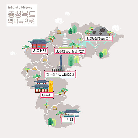 지도 유적 일러스트 유적지 한국 사람없음 문화재 역사 석탑 국보 충청북도 법주사 서원 역사탐방 제천 중원탑평리칠층석탑 충주 청주_지역 안내도 AI_파일형식 국내일러스트 전통 아시아 고건축 탑 사찰 충청도 보은 탐방 파일형식 벡터