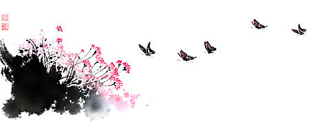 PSD 꽃 나비 일러스트 캘리그라피 붓터치 사람없음 비행 동양화 번짐 낙관 초충도 국내일러스트 식물 곤충 미술 그림 파일형식 효과