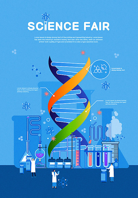 전신 여자 남자 과학 하늘색 일러스트 실험 성인 세명 과학기술 실험실 DNA 연구원 비커 삼각플라스크 알코올램프 과학의날 성인만 AI_파일형식 국내일러스트 직업 기술 실험기구 사람 파란색 생명공학 플라스크 파일형식 벡터 법정기념일
