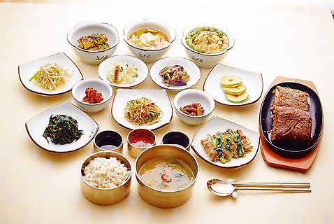포토 JPG 그릇 한식 젓가락 식탁 밥 반찬 수저 실내 사람없음 숟가락 소스_음식 상차림 밥상 국 갈비 떡갈비 백반 국내포토 식기 음식 탁자 육류 내부 양념 파일형식