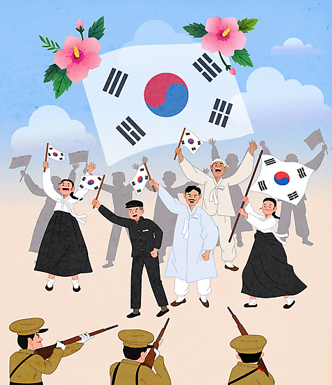 전신 여자 남자 실루엣 일러스트 청소년 서기 들기 여러명 상반신 성인 만세 총 태극기 무궁화 독립운동 일본군 만세운동 일제강점기 AI_파일형식 국내일러스트 꽃 무기 다수 모션 촬영기법 사람 역사 국기 파일형식 벡터