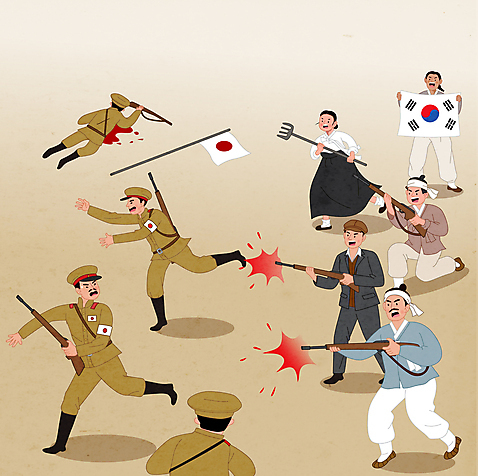 전신 여자 남자 일러스트 들기 여러명 상반신 성인 갈색 죽음 태극기 공격 한복 농기구 탈출 소총 독립운동 일본군 총쏘기 성인만 일제강점기 AI_파일형식 국내일러스트 한국전통 컬러 다수 컨셉 농업 모션 사람 총 역사 국기 전통의상 파일형식 벡터