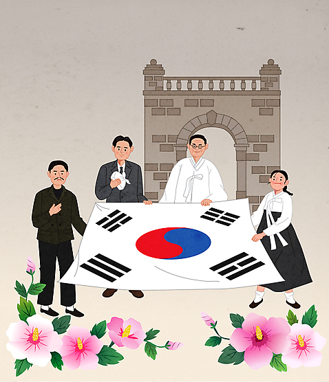전신 여자 남자 중년 일러스트 서기 들기 여러명 상반신 성인 잡기 태극기 무궁화 김구 도시락폭탄 독립문 독립운동 독립운동가 안중근 유관순 윤봉길 만세운동 일제강점기 AI_파일형식 국내일러스트 꽃 다수 모션 사람 역사 국기 폭탄 위인 파일형식 벡터