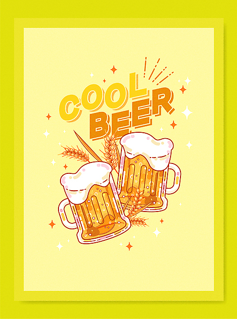 일러스트 맥주 타이포그라피 사람없음 연두색 건배 보리 맥주잔 AI_파일형식 국내일러스트 문자 술잔 곡류 주류 초록색 파일형식 벡터