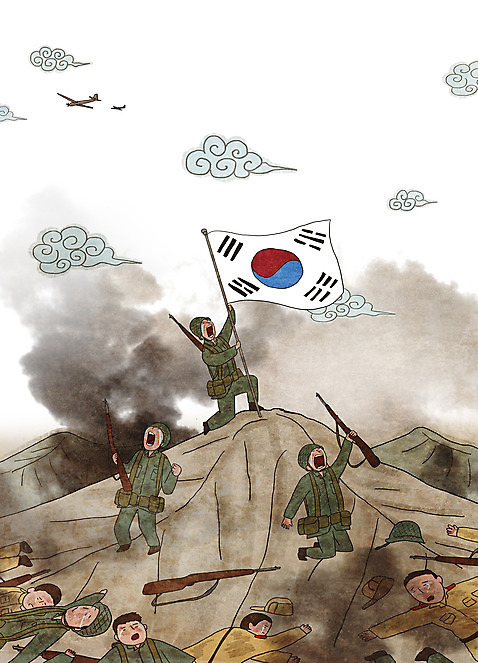 전신 PSD 구름 남자 일러스트 산 군용기 군대 서기 들기 여러명 성인 외침 기쁨 군인 총 슬픔 죽음 역사 연기 태극기 무릎꿇기 눈물 6.25전쟁 고지 국군 북한군 성인남자만 국내일러스트 자연요소 직업 감정 무기 다수 모션 비행기 사람 소리 국기 전쟁 남자만 성인만 파일형식