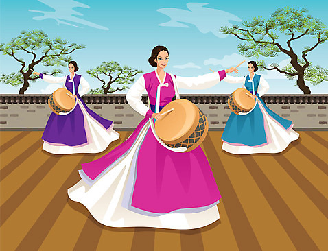 전신 나무 식물 한국문화 한국전통 전통 여자 명절 전통문화 문화 악기 일러스트 하늘 타악기 국악기 서기 웃음 사람 성인 세명 담장 추석 전통놀이 전통의상 한복 북 여자만 성인여자만 성인만 AI_파일형식 구름_자연 미소_표정 국내일러스트 자연요소 동양문화 기념일 음악 모션 놀이 한국 표정 국악 파일형식 벡터