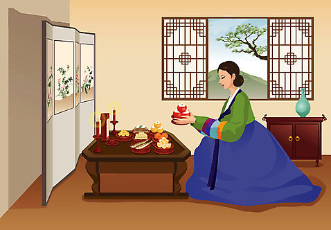 전신 한국문화 한국전통 전통 여자 명절 전통문화 문화 일러스트 창문 한명 웃음 사람 앉기 성인 도자기 전통의상 한복 제사 병풍 제사상 장지문 여자만 여자한명만 성인여자만 성인만 AI_파일형식 미소_표정 국내일러스트 1 동양문화 기념일 모션 한국 표정 전통의례 파일형식 벡터