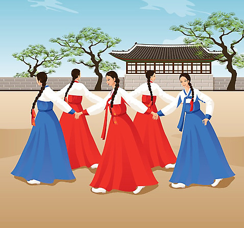 전신 나무 식물 한국문화 한국전통 전통 여자 명절 전통문화 문화 일러스트 하늘 주택 기와집 서기 웃음 사람 여러명 성인 추석 전통놀이 춤 전통의상 한복 강강술래 여자만 성인여자만 성인만 AI_파일형식 구름_자연 미소_표정 국내일러스트 자연요소 동양문화 기념일 다수 모션 놀이 문화예술 한옥 한국 표정 건물 파일형식 벡터