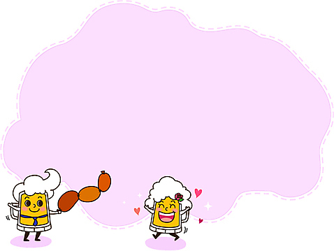 캐릭터 배너 음료 음식 백그라운드 말풍선 일러스트 안내 프레임 맥주 주류 생맥주 틀 사람없음 컵 귀여움 공백 메모지 소시지 비엔나 알림 안주 AI_파일형식 일러캐릭터 식기 컨셉 사무용품 가공식품 오스트리아 파일형식 벡터