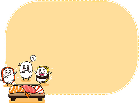 캐릭터 배너 음식 백그라운드 말풍선 일러스트 밥 안내 프레임 도마_주방용품 틀 사람없음 귀여움 공백 초밥 메모지 알림 생선초밥 계란말이 새우초밥 연어초밥 일본음식 AI_파일형식 일러캐릭터 컨셉 주방용품 새우 사무용품 계란요리 연어 파일형식 벡터
