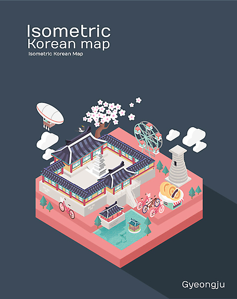 건축물 꽃 아시아 빵 여행 축제 벚꽃 경주_경상북도 연못 놀이기구 경상북도 국보 특산물 꽃축제 랜드마크 파일형식 벡터 불국사 아이소메트릭 한국 벚꽃축제 도시 첨성대 지도 안압지 대관람차 경주빵 백그라운드 관광지 사람없음 일러스트 AI_파일형식 고건축 국내여행 국내일러스트