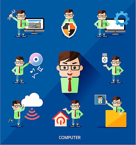캐릭터 남자 음악 포즈 일러스트 모바일 종류 사람 여러명 컴퓨터 세트 웹 플랫 수리 USB 보안 폴더 와이파이 설정 엘리먼트 남자만 AI_파일형식 국내일러스트 일러캐릭터 다수 인터넷 문화예술 안전 전자제품 파일 무선인터넷 파일형식 벡터