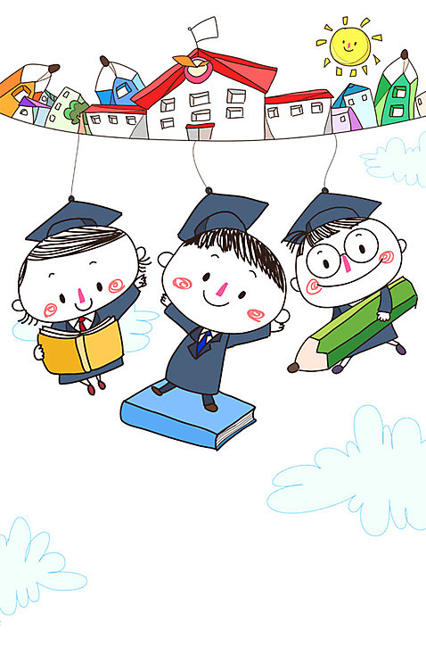 PSD 학생 여자 교육 남자 어린이 일러스트 학사모 졸업 학교 함께함 매달리기 사람 건물 책 세명 독서 태양 연필 즐거움 어린이만 국내일러스트 자연요소 모자_잡화 건축물 감정 컨셉 모션 학용품 필기구 파일형식