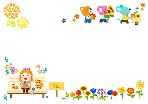 PSD 식물 동물 여자 꽃 어린이 벤치 일러스트 곰 프레임 함께함 한명 사람 친구 수레 기쁨 쥐 즐거움 다람쥐 코알라 꽃동산 소녀한명만 국내일러스트 1 감정 컨셉 의자 포유류 관계 카트 설치류 여자한명만 소녀만 파일형식