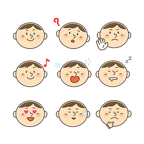 캐릭터 남자 얼굴 음표 일러스트 비즈니스 표정 사랑 윙크 여러명 성인 물음표 졸음 고민 당황 AI_파일형식 일러캐릭터 기호 감정 음악 다수 사람 신체부위 파일형식 벡터