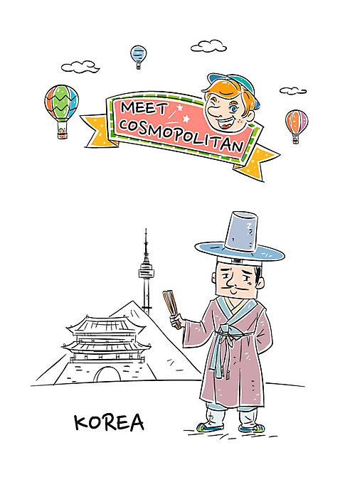 전신 남자 일러스트 산 서기 성인 두명 열기구 부채 전통의상 한복 숭례문 국보 갓_모자 남산타워 선비 AI_파일형식 국내일러스트 모자_잡화 한국전통 전통 항공교통 모션 전통소품 한국 사람 문화재 남산 랜드마크 파일형식 벡터
