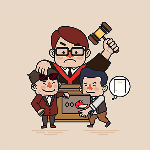 남자 일러스트 성인 세명 상자 판사복 범죄 범죄인 판사 법 의사봉 뇌물 불법 제헌절 AI_파일형식 국내일러스트 사람 가운 법률가 국경일 파일형식 벡터