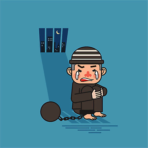 남자 일러스트 한명 성인 범죄 범죄인 감옥 수갑 눈물 법 쇠창살 AI_파일형식 국내일러스트 1 감정 사람 파일형식 벡터